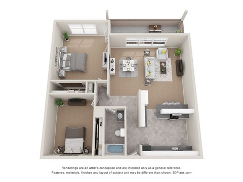 this is a 3d floor plan of a 1 bedroom apartment at the biltmore apartments